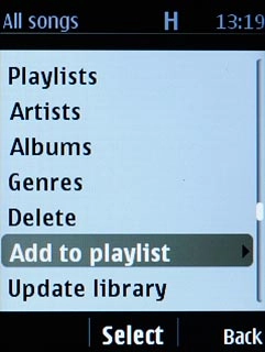 Scroll to Add to playlist and press the Navigation key.