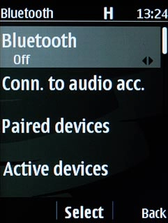 Scroll to Bluetooth and press the Navigation key.