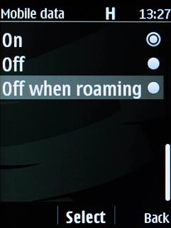 Scroll to Off when roaming and press the Navigation key.