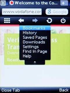 Scroll to Bookmarks and press the Navigation key.