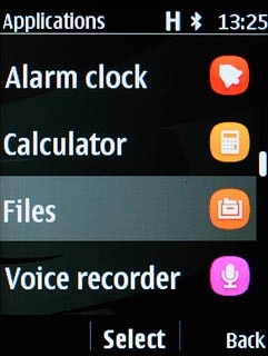 Scroll to Files and press the Navigation key.