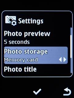 Scroll to Photo storage and press the Navigation key.