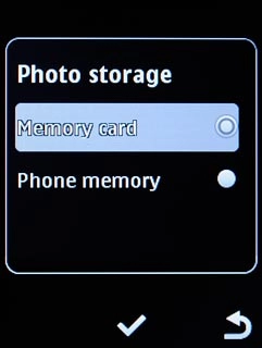 Highlight Memory card or Phone memory and press the Navigation key.