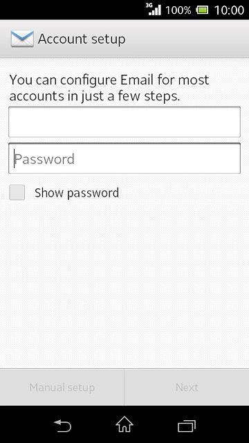 Press Password and key in the password for your email account.