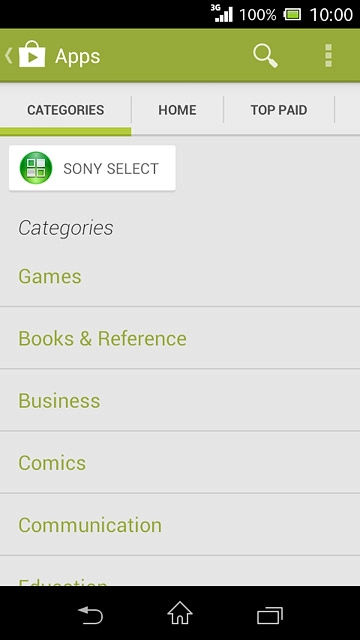 To make a search:Press CATEGORIES.Go to the required category.