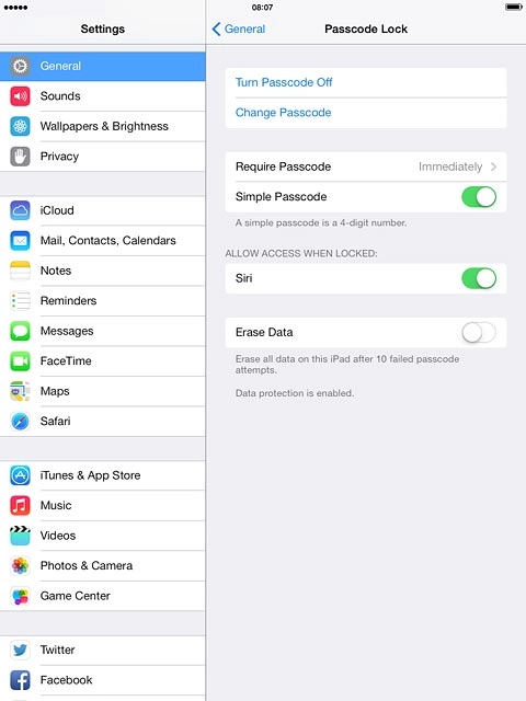 Press Turn Passcode Off.Key in the lock code.
