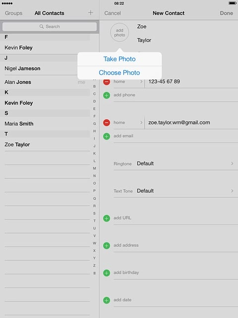 To use a saved picture:Press Choose Photo.