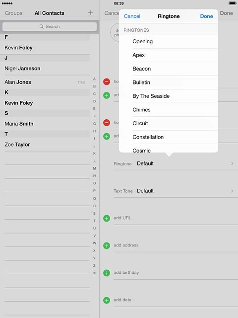 Press the different ring tones to listen to them.