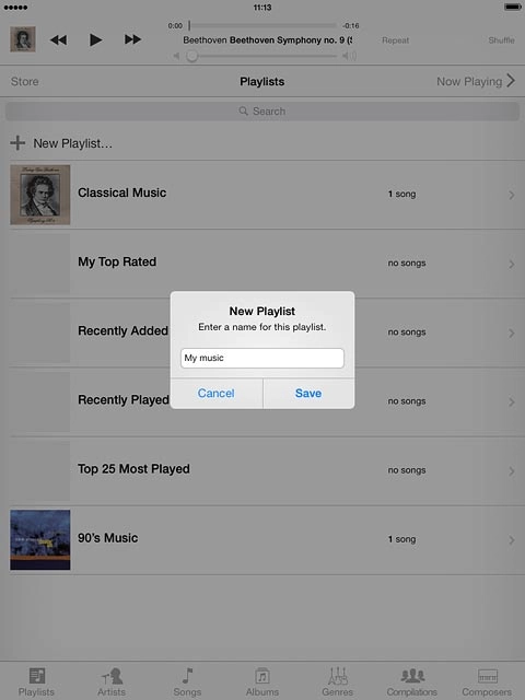 Key in a name for the playlist and press Save.
