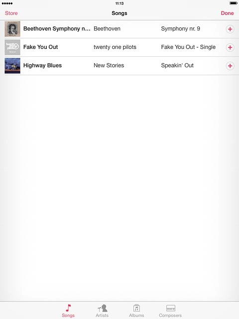 Press the required audio files to select them.