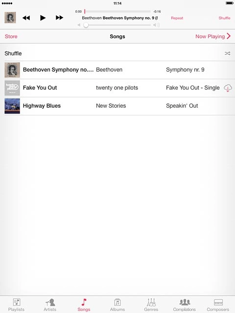 Press the required audio file.