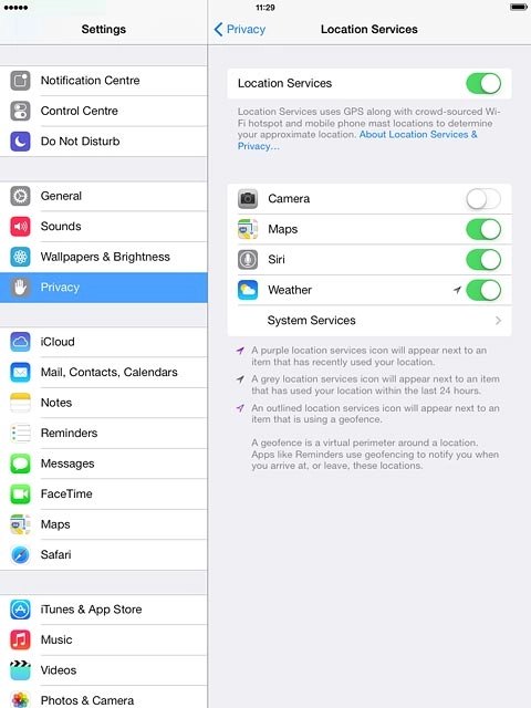 Press Privacy to save the settings.