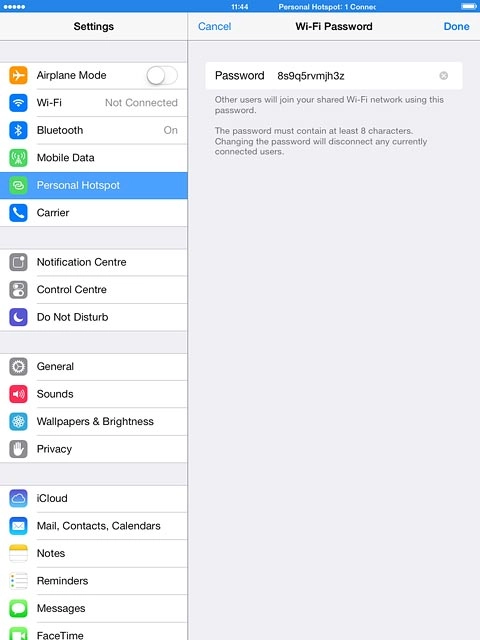 Key in the required password and press Done.