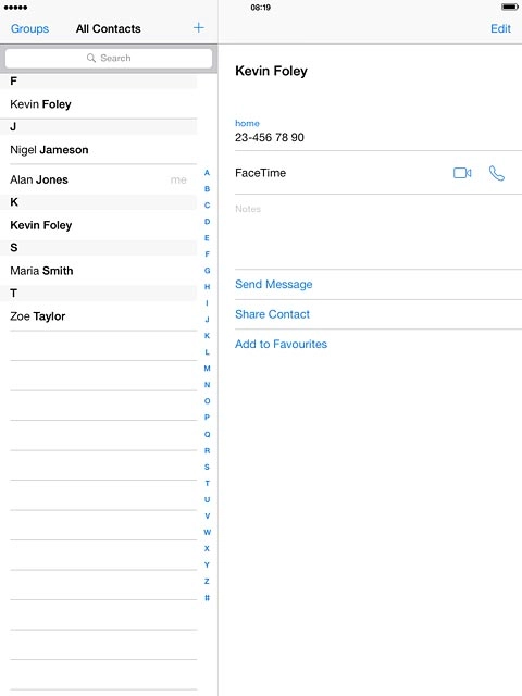 Press the new contact icon.