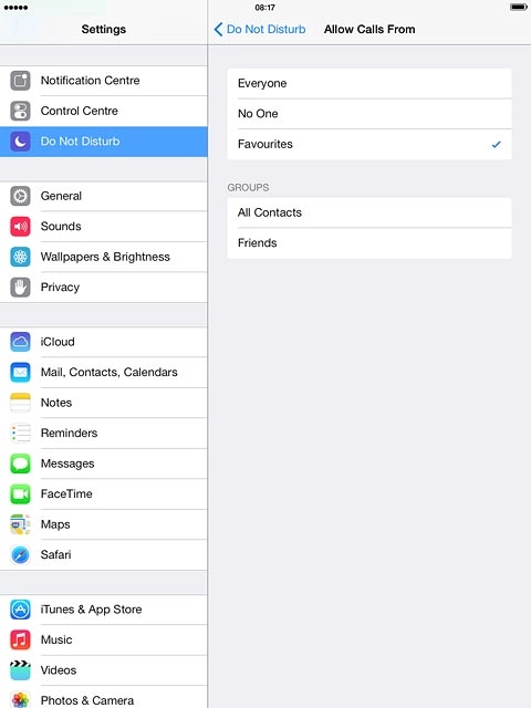 Press Everyone, No One, Favourites or the required group.