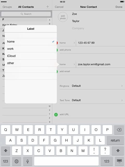 Key in the required text and press return.