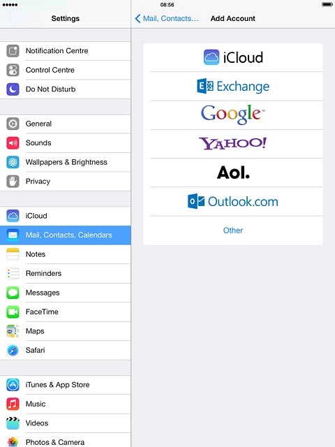 Press the required provider or Other.