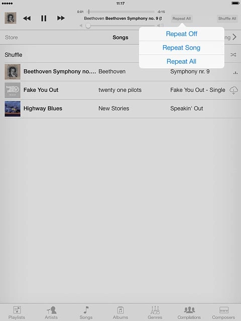 Press the required setting.