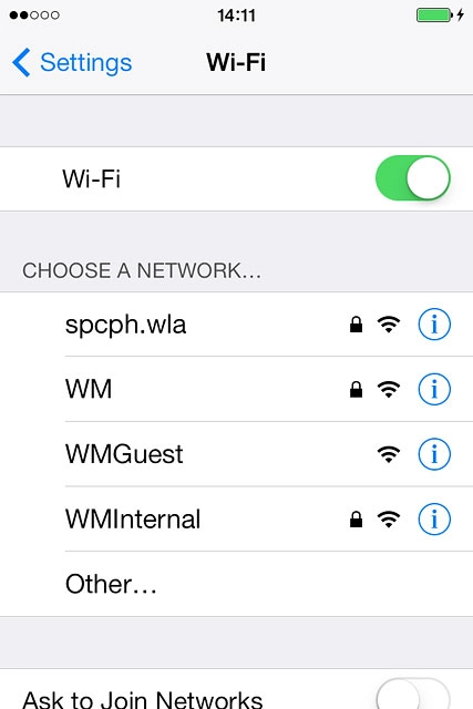 A list of Wi-Fi networks within range is displayed.Press the required Wi-Fi network.