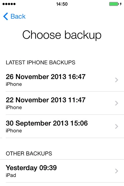 Press the required backup.Your phone restores the contents of the selected backup.Follow the instructions on the display to activate your phone.