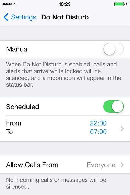 Press Allow Calls From.
