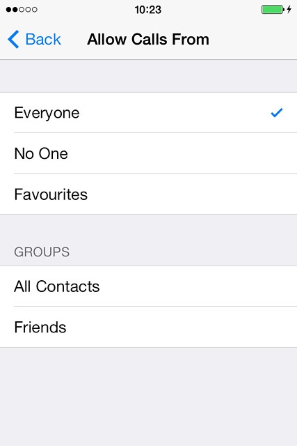 Press Everyone, No One, Favourites or the required group.
