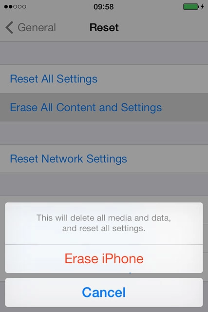 Press Erase iPhone.
