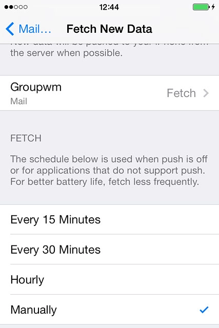 To select settings for a specific email account:Press the required email account.
