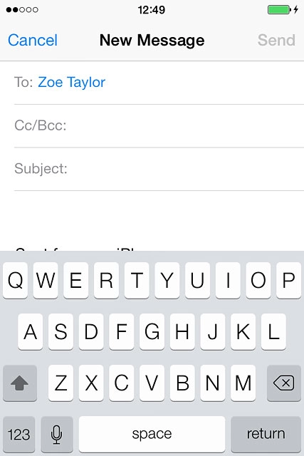 Press Subject and key in a subject for the email message.