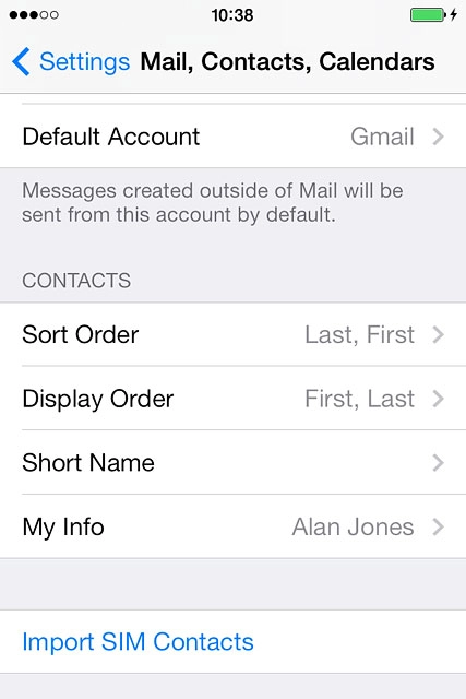 Press Import SIM Contacts.