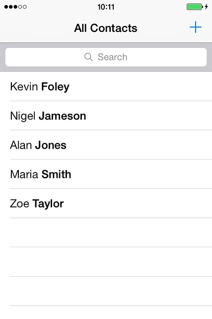 Press the required contact.The contact details are displayed.