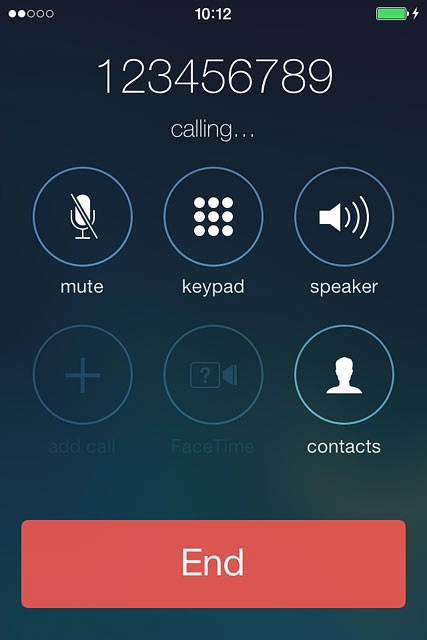 Press End to end the call.