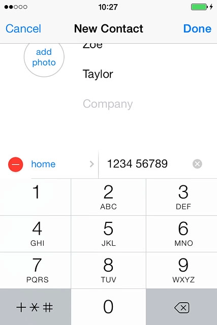 Press the field next to the phone number.
