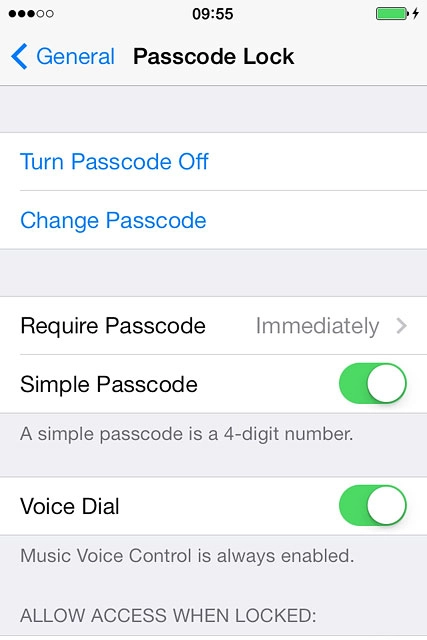 Press Require Passcode.