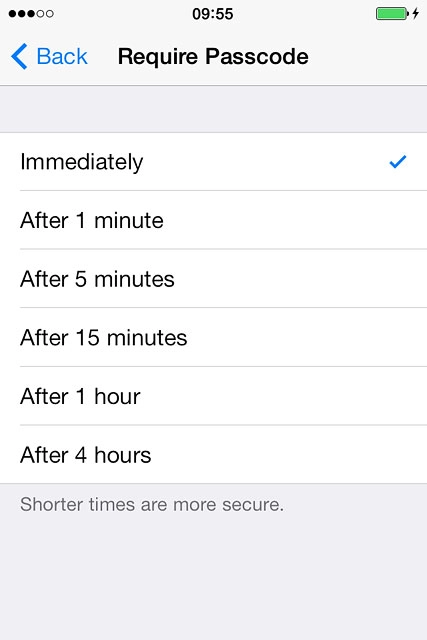 Press Back to go back to the settings.