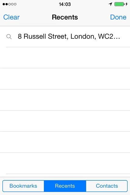 Press the required destination.
