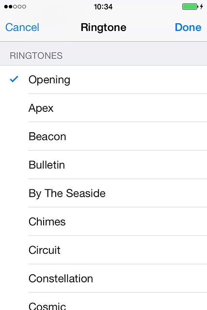 Once you've found a ring tone you like, press Done.