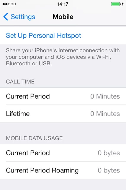 Your phone's data usage is displayed below MOBILE DATA USAGE.