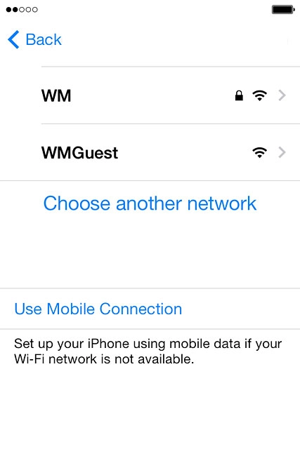 To activate your phone using the mobile network:Press Use Mobile Connection.