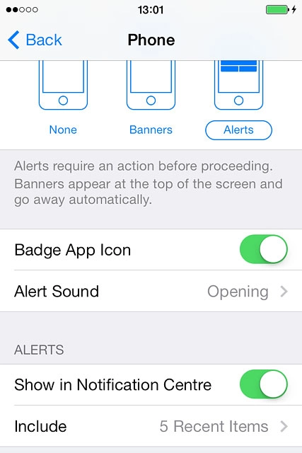Press Back to save the settings.