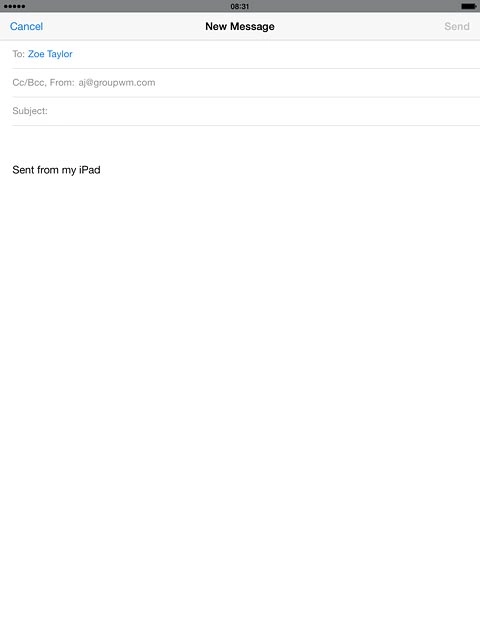Press Subject and key in a subject for the email message.