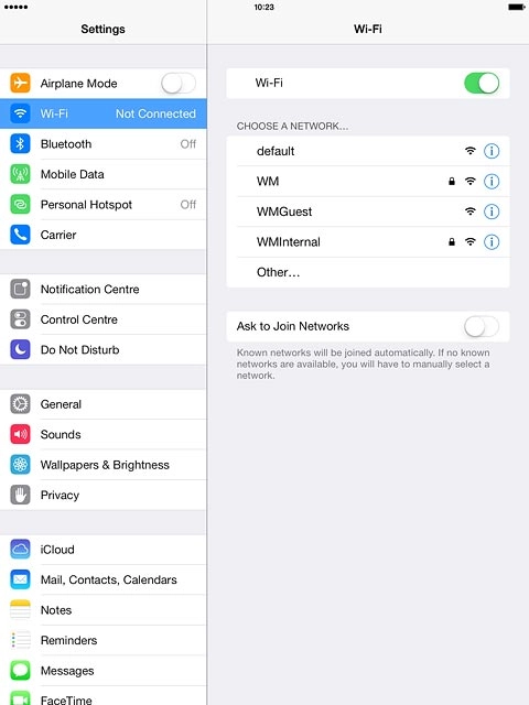 A list of Wi-Fi networks within range is displayed.Press the required Wi-Fi network.