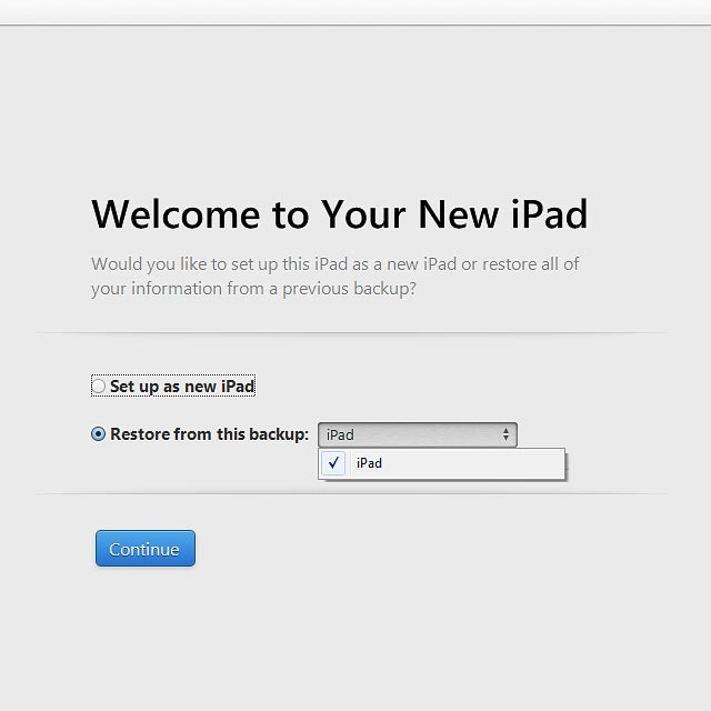 Click the required backup.