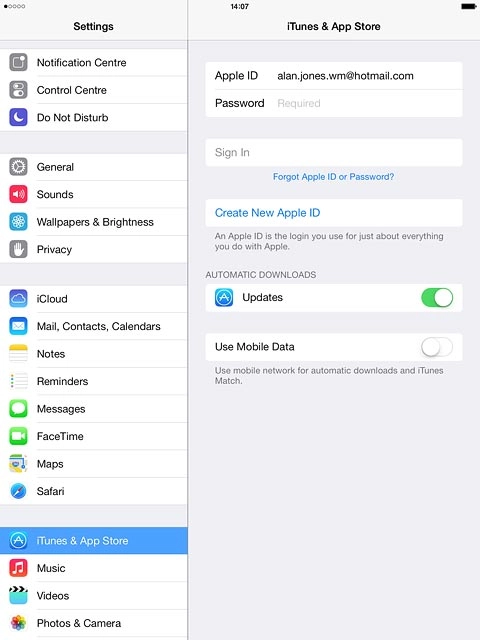 Press Password and key in the password for your Apple ID.