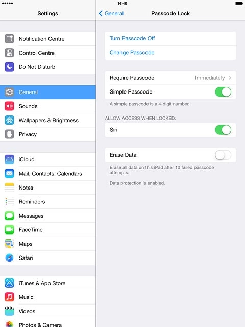 Press Require Passcode.