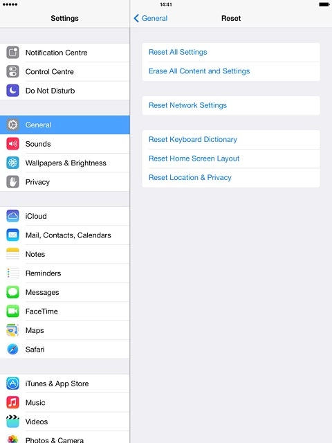 Press Reset All Settings.