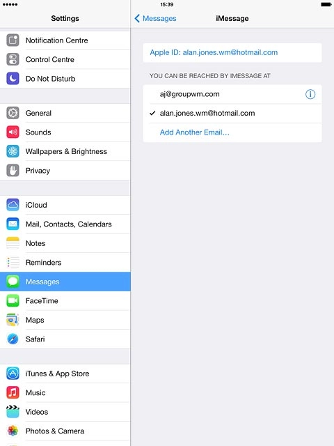 Press Messages to go back to the settings.