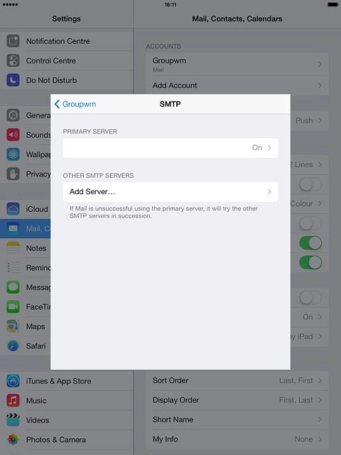 Press the name of the email account you've just set up.