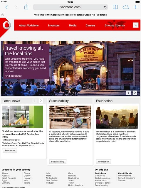 Press the menu icon.