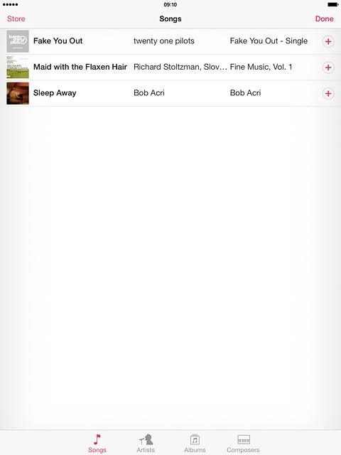 Press the required audio files to select them.